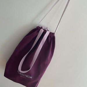 Nordstrom burgundy drawstring canvas bag